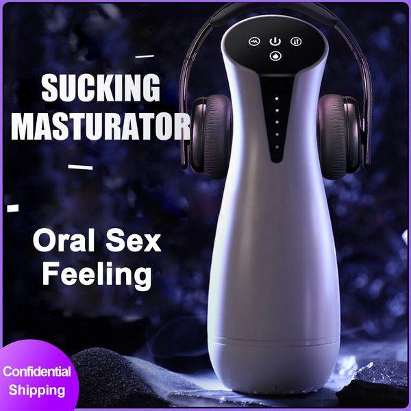 Автоматический сосущий мужской мастурбатор, чашка с подогревом, машина для мастурбации, всасывающий вибратор, минет, вагина, взрослые секс-игрушки для мужчин, товары 240117