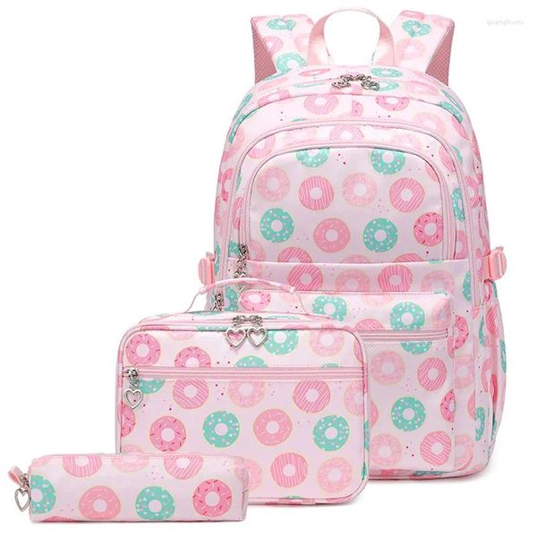 Sacos escolares Grande mochila para crianças meninas adolescente primário bookbags conjunto crianças com lancheira e caixa de lápis