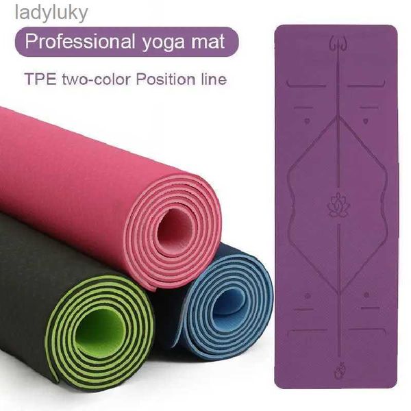 Yoga Mats TPE Yoga Mat Konumlandırma Hattı Slip Olmayan Halı Mat 1830 * 610 * 6mm Fitness Spor Salonu Mat Yeni Başlayanlar için Uygun Çevre240118