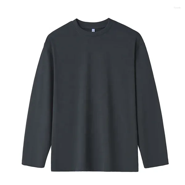 Männer Polos Reine Baumwolle Langarm T-shirt 2024 Frühling Trend Ins Lose Weiß Pullover Bodenbildung Hemd Herbst Kleidung Tops