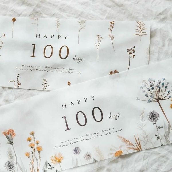 Decoração de festa 1 pc chá de bebê padrão de planta branca feliz 100 dias pôster flor de aniversário pendurado banner cenários