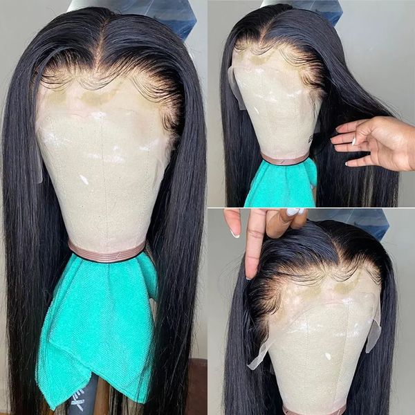 13x4 hd perucas frontais de renda transparente 30 Polegada brasileira reta peruca dianteira do laço cabelo humano perucas de fechamento frontal do laço para mulher