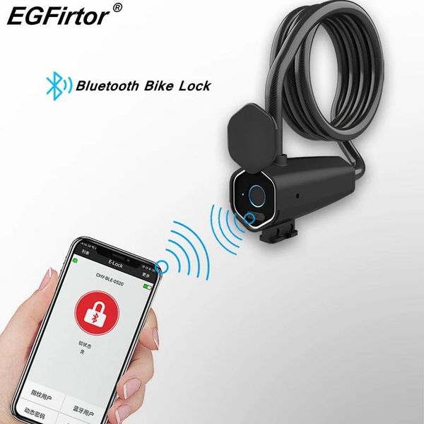 Kilitler Bluetooth Çelik Halat Parmak İzi Kilidi Antitheft Antithear Motosiklet Elektrikli Cam Kapı Teli Elektronik Bisiklet Kilidi