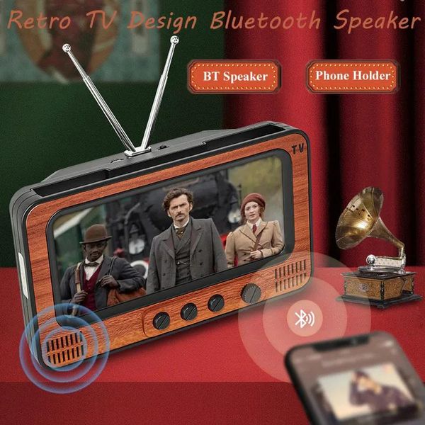 Altoparlanti Altoparlante Bluetooth retrò Cassa audio stereo Hi-Fi TV vintage Design Lettore musicale vivavoce wireless Supporto per telefono portatile Decorazioni per la casa