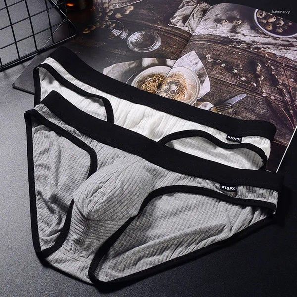 Mutande da uomo in filo di tessuto slip confortevoli e traspiranti gay moda biancheria intima sexy big bag U convesso lingerie