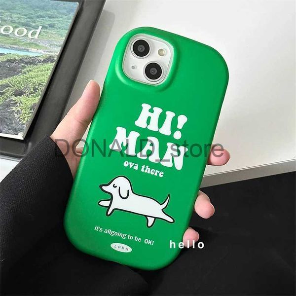 Casos de telefone celular dos desenhos animados engraçado carta verde telefone caso para iphone 14 13 12 11 pro max sabão oval animal cão macio silicone capa brilhante menino shell j240118