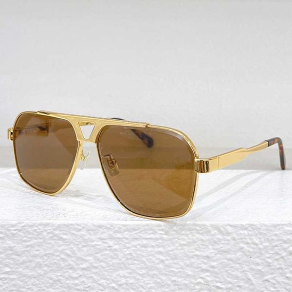 Luxuriöse Herren-Piloten-Sonnenbrille, Markendesigner-Damen-Sonnenbrille aus Metall mit braunem Metallrahmen, Anti-UV-Gläsern, Metallbeinen, modische Damen-Business-Brille