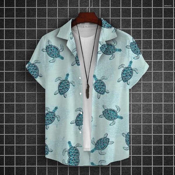 Camicie casual da uomo Camicia hawaiana da uomo animale Stampa tartaruga 3d Abbigliamento uomo Estate Maniche corte Allentato Felpa oversize da spiaggia