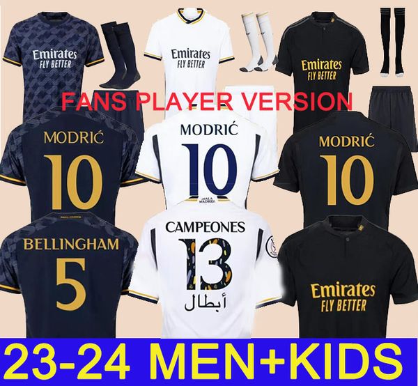 2023 2024 Bellingham Vini Jr Futbol Formaları Tchouameni Futbol Gömlek Real Madrids Camavinga Rodrygo ARDA GULER CAMISETAS Erkek Çocuk Kid Üniformalar Set