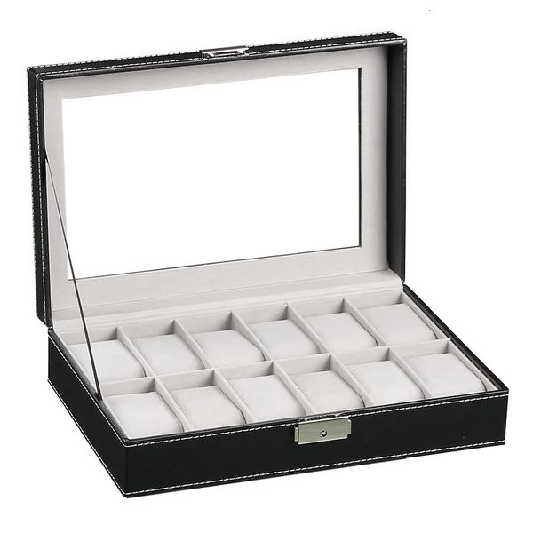 61012 Slots Armbanduhr Box Uhr Halter Lagerung Fall Organizer PU Leder Uhr Display Box regalos para hombre 30x20x8cm 240117