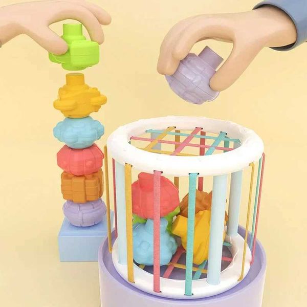 Nidificazione Giocattoli impilabili Blocchi di forma colorata Gioco di ordinamento Montessori Apprendimento Giocattoli educativi per bambini Bebe Nascita Inny Baby Et ducation Regalo