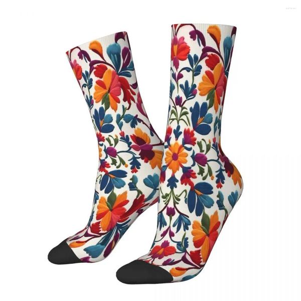Мужские носки красочные цветочные очаровательные мексиканские португальские вышитые цветы мужские мужские женские осенние чулки Harajuku