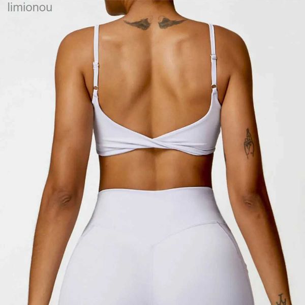 Conjuntos ativos respirável sexy roupa interior esportiva à prova de choque colheita superior anti-suor fitness topo feminino yoga sutiã push up esporte superior ginásio treino topl240118