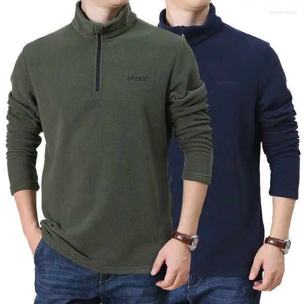 Polos masculinos Outono Inverno Tático Fleece Moletons Homens Casual Slim Stand Collar Hoodies Manga Longa Polar Tops Quentes Roupas Militares do Exército