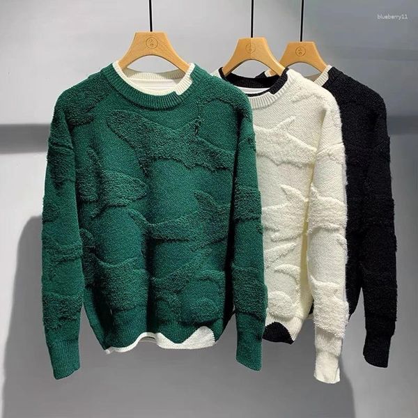 Maglioni da uomo Moda Maglione girocollo con ricamo balena Autunno e inverno Pullover in maglia rilassata e di lusso con personalità giovanile