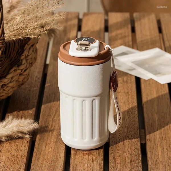 Wasserflaschen 450 ml Kaffeetasse Intelligente Temperaturanzeige Edelstahl Sommer Auto Reisen Tragbarer Thermobecher mit Deckel Täglicher Gebrauch