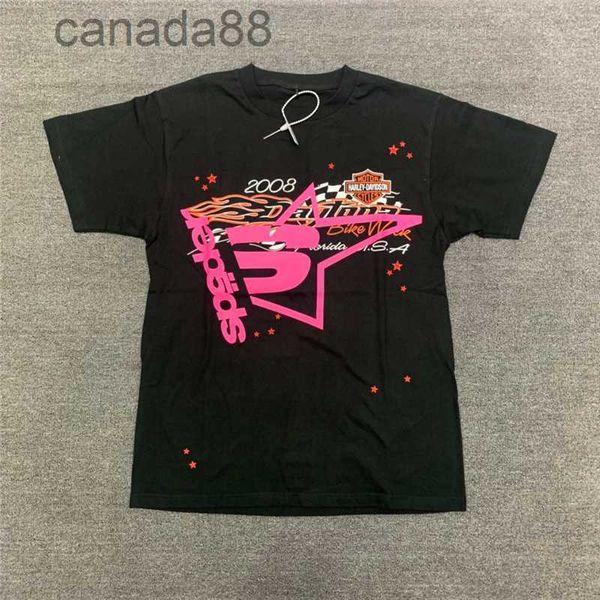 Pink Young Thug Sp5der 555555 t Shirt Uomo Donna Best-quality Puff Print Spider Web Pattern T-shirt Top Tees Uaxm N3ZJ