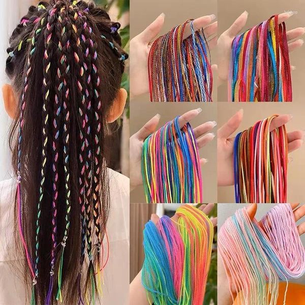 Acessórios de cabelo 32-16pcs crianças tranças corda 90cm mistura fios coloridos para rabo de cavalo africano