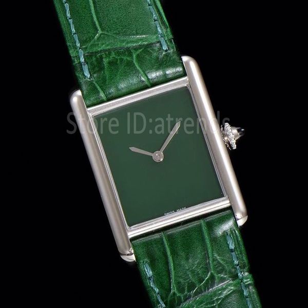 Top elegante orologio al quarzo da donna quadrante argento vetro zaffiro rosso nero verde cinturino in pelle di coccodrillo orologio da polso classico design rettangolare orologio casual da donna 1548