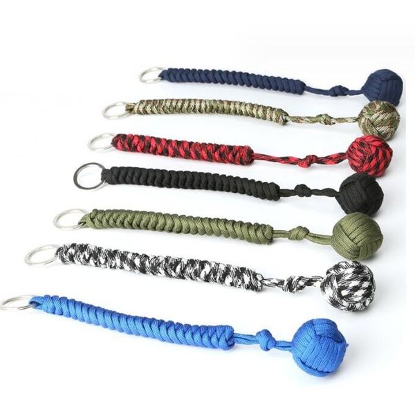 Outdoor Schlüsselanhänger Notfall Überleben Schutz Affe Camping Lanyard Lager Paracord Stahl Fallschirm Ball Faust Edc Werkzeug