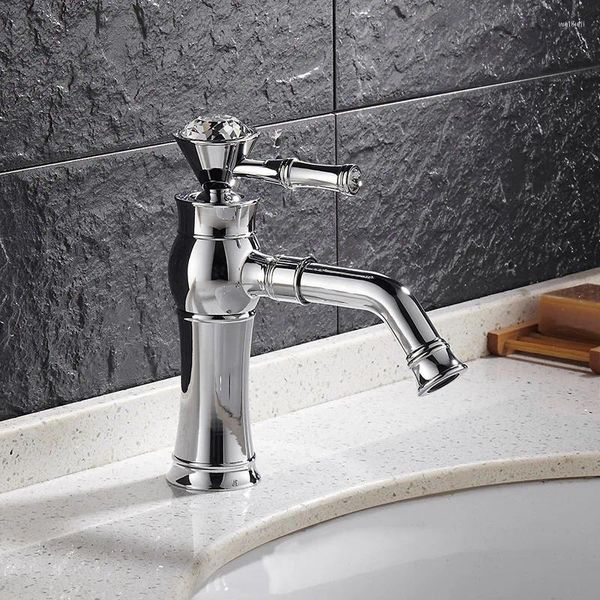 Rubinetti per lavandino del bagno Rubinetto per lavabo Vidric cromato/oro Miscelatore monocomando Acqua fredda