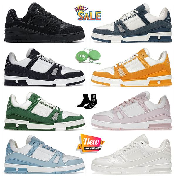 Low Top Fashion Denim Donna Uomo Designer Scarpe casual Blu Nero Bianco Cielo Verde Rosso Rosa Arancione Mocassini in pelle di vitello Piattaforma Sneakers Scarpe da ginnastica sportive piatte 36-45