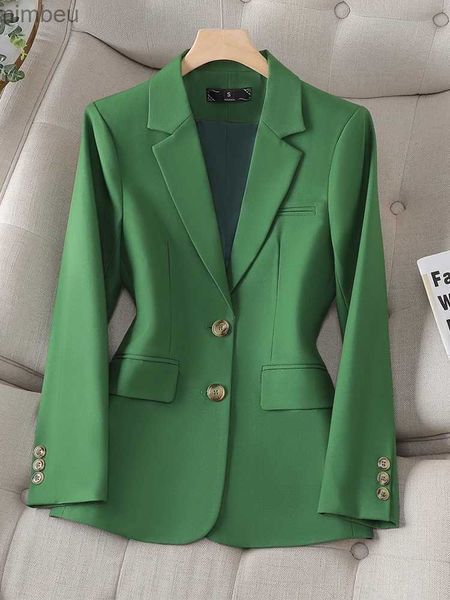 Ternos femininos blazers manga longa outono inverno mulheres blazer jaqueta senhoras preto cáqui vermelho verde único breasted feminino negócios trabalho wear formal coatl240118