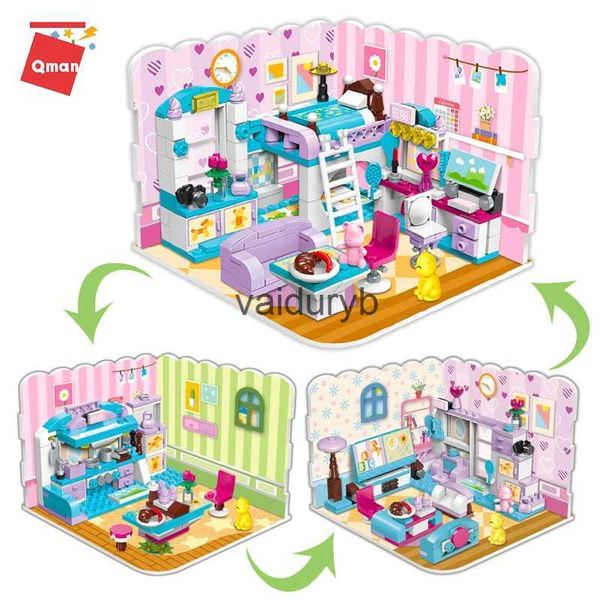 Bloklar 3in1 City Friends Girls House Yatak Odası Mutfak Modeli Yapı Blokları Kızlar İçin Yaratıcı Eğitim Oyuncakları Noel Hediyesi Hediyesi