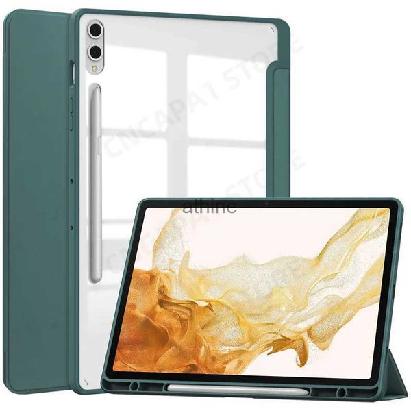 Tablet PC Hüllen Taschen Bleistifthalter Funda Für Samsung Galaxy Tab S9 Plus 12,4 Tablet Fall Smart Schlaf Abdeckung Für Samsung Tab S9 11 Acryl Zurück Shell YQ240118