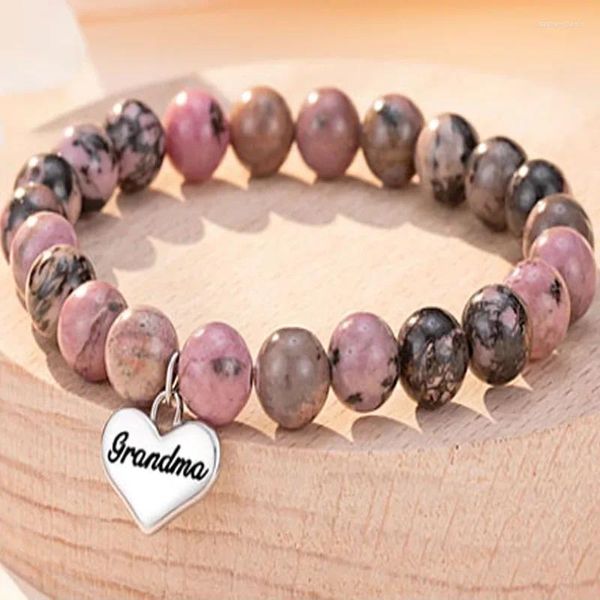 Charme Pulseiras Feminino Rosa Zebra Bead Pulseira Presentes Para Filha e Mãe Nana Natural Cristal Pedra Cura Espírito com Cartão 2024