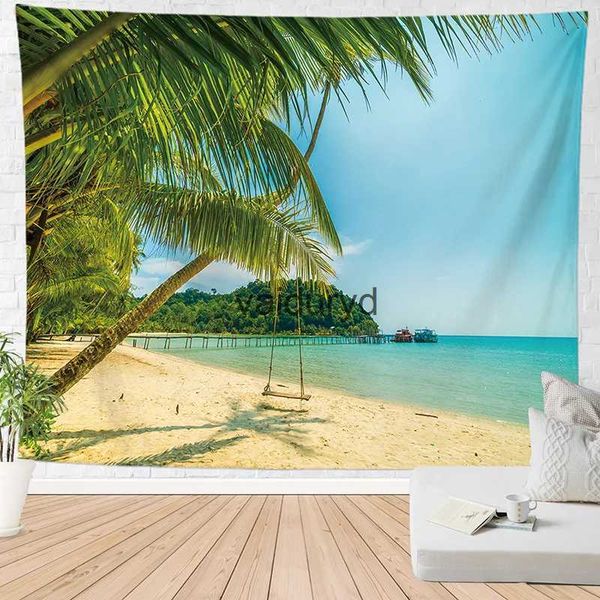 Wandteppiche Ozean Landschaft Tapisserie Meer Strand Palme Wohnzimmer Schlafzimmer Hintergrund Wandbehang Vorhang Tischdecke Outdoor Home Decorvaiduryd