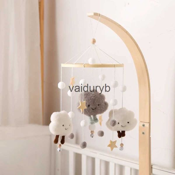Móbiles # berço do bebê chocalhos de madeira conjunto suporte 0-12 meses brinquedos nuvem universo cama sino suporte acompanhar bebê recém-nascido brinquedo presente algodão dollvaiduryb