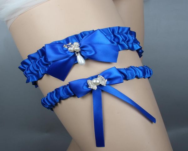 Brautstrumpfbänder, Königsblaue Schleife, Satin-Hochzeitsstrumpfbänder für Braut, Strand, Abschlussball-Set, Vintage-Hochzeitsstrumpfgürtel 2019, Größe 1423, inkl. 1788107