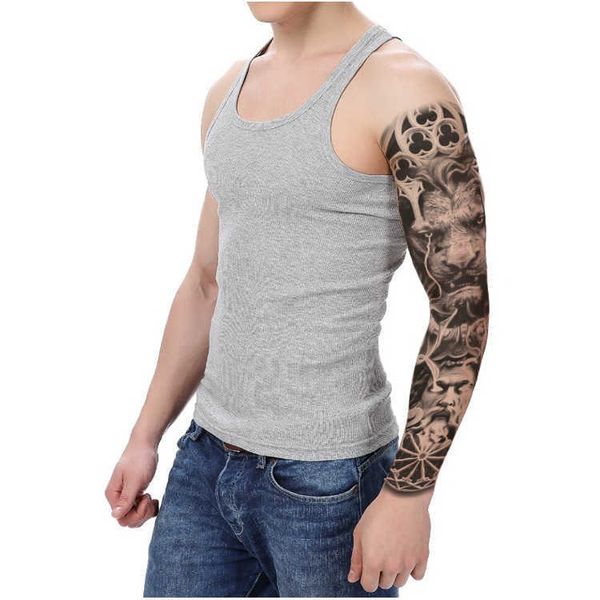 Braccio per trucco grande Modello completo di fiore intero trasferimento di acqua leone Adesivo per tatuaggio vestito da angelo