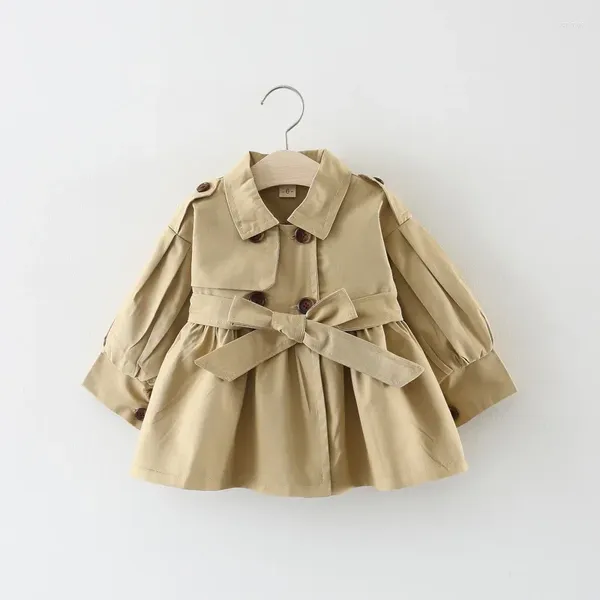 Cappotto 2024 Giacca per bambini da ragazza Abbigliamento per bambini Primavera Autunno Stile coreano Simpatico trench lungo per bambina