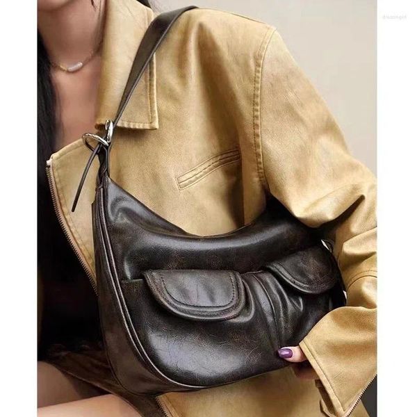 Abendtaschen Vintage Damen Handtaschen Mode PU Koreanischer Stil Täglich Pendeln Schulter Allgleiches Große Kapazität Umhängetasche Shopper Geldbörse