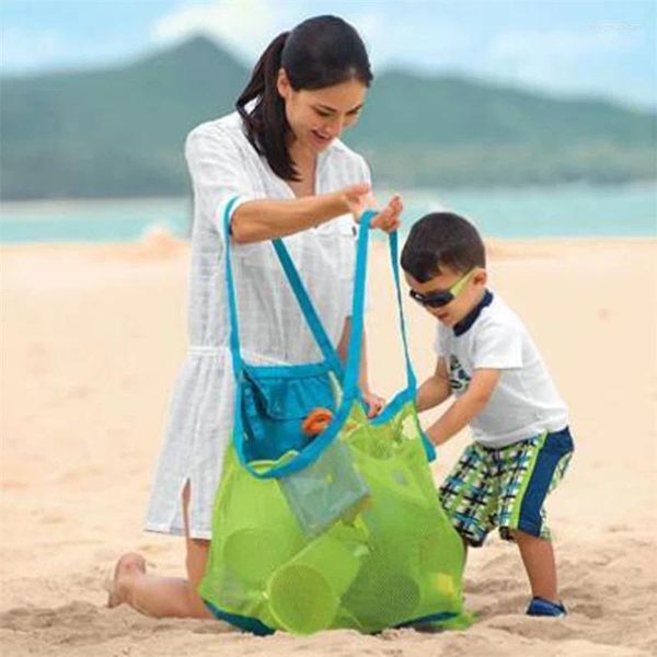 Borse portaoggetti Borsa a rete da spiaggia Bambini Sand Away Portatile pieghevole Giocattoli per bambini Vestiti Articoli vari giocattolo Organizzatore Shopping