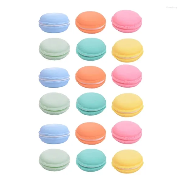 Pacote de bolsas para joias com 18 caixas de plástico elegantes para recipientes de macaron e cosméticos