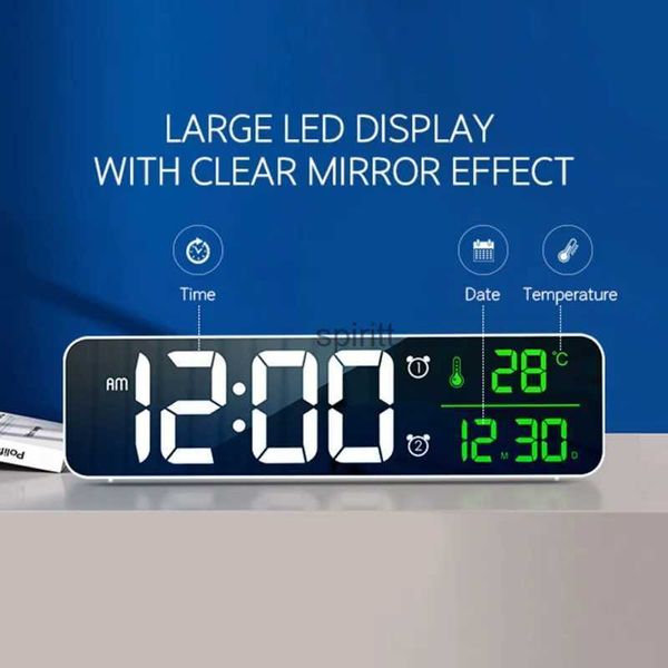 Orologi da tavolo da scrivania Orologio sveglia digitale a LED per camere da letto Tavolo Snooze digitale Orologi da tavolo elettronici USB a specchio Decorazione della tavola di casa YQ240118