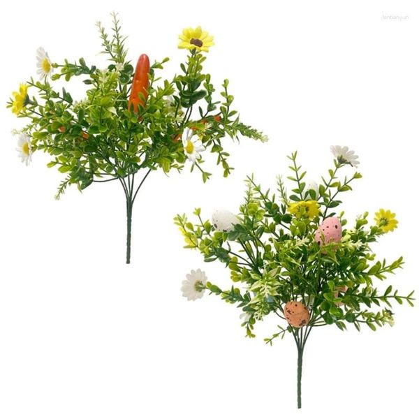 Fiori decorativi Decorazioni per il giorno di Pasqua felice Disposizione floreale festosa Ramo simulato per la scuola domestica e l'esposizione del negozio