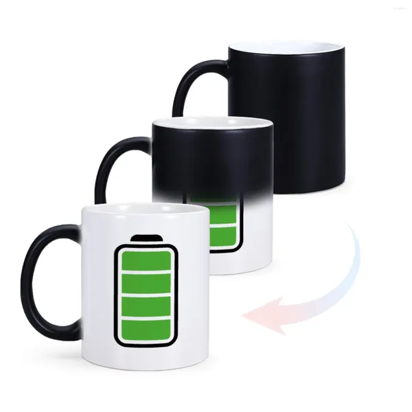 Becher Wärmewechsel sensible Becher Batterie Messgerät Ladedesign Keramik Magie Kaffee Tee Farbwechseln Sie Tasse Geschenkidee für Frauen Männer