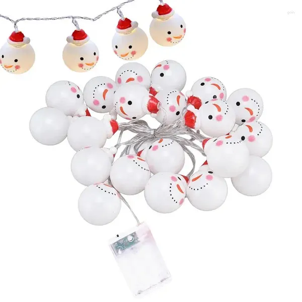 Decorazioni natalizie Luci a corda Forma di pupazzo di neve Alimentate a batteria Risparmio energetico decorativo con 2