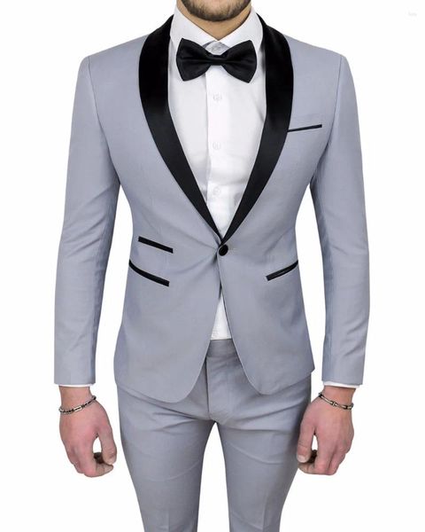 Мужские костюмы светло-серый свадебный для мужчин на заказ одна пуговица жениха мужской костюм жениха смокинги для выпускного вечера пиджак комплекты куртка и брюки
