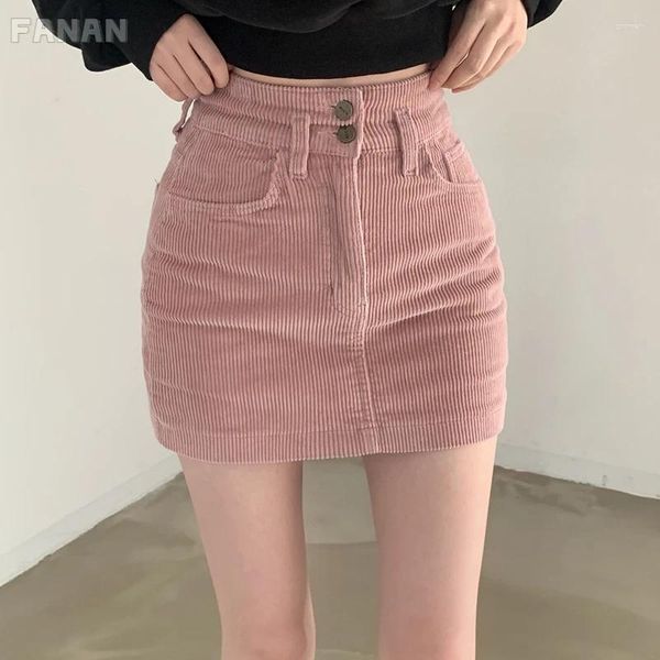 Etekler küçük pembe kılıflar kadınlar için etek yüksek bel culottes kısa elbise Korean ince fit zayıflama kadın giyim kadınları kadınlar