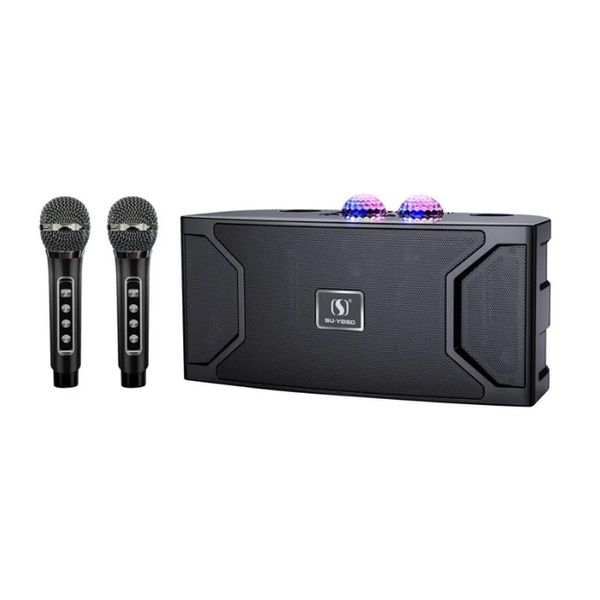 Microfoni Altoparlante Bluetooth wireless Famiglia Macchina per karaoke Allinone Doppio microfono wireless LED lampeggiante K Song Multi Subwoofer