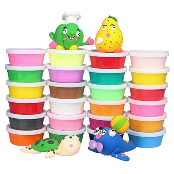 24pcs hava kurutma DIY dövülebilir polimer modelleme kil playdough aletleri yumuşak bloklar plastik kutu ile plastik kutu ty0175 240117