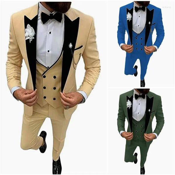 Abiti da uomo Abito da sposa 2024 Ultimo design Groomsmen Smoking Giacca da smoking Set da 3 pezzi (cappotto, gilet, pantaloni) Sposo Terno