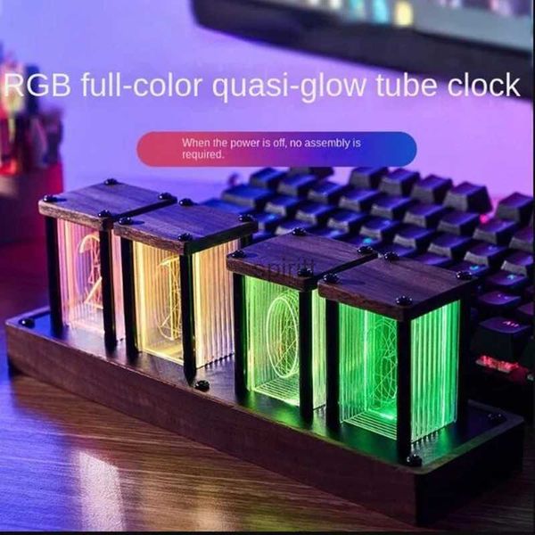 Schreibtisch-Tischuhren, 16 Millionen RGB-Nixie-Röhrenuhr, DIY Vintage-Tischuhr, LED-Digital-Elektronik-Desktop-Uhr, Tischuhr, Heimdekoration, Ornamente, Geschenk, YQ240118