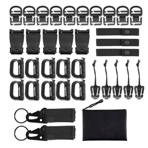 Schlüsselanhänger 35 Stück Molle-Befestigungen Tasche Clip Strap Set Rucksack Gurtband für Weste Gürtel mit Reißverschlusstasche