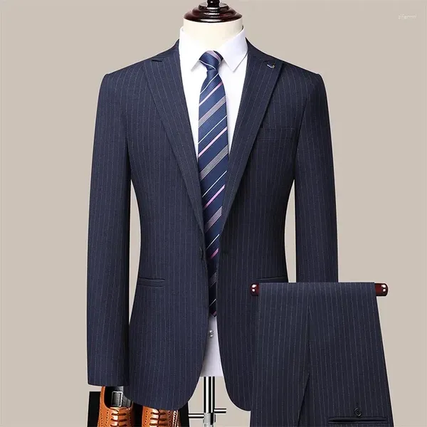 Abiti da uomo di alta qualità (pantaloni blazer) Uomo stile britannico Semplice casual Business Fashion Elegante matrimonio uomo Gentleman Suit 2 pezzi